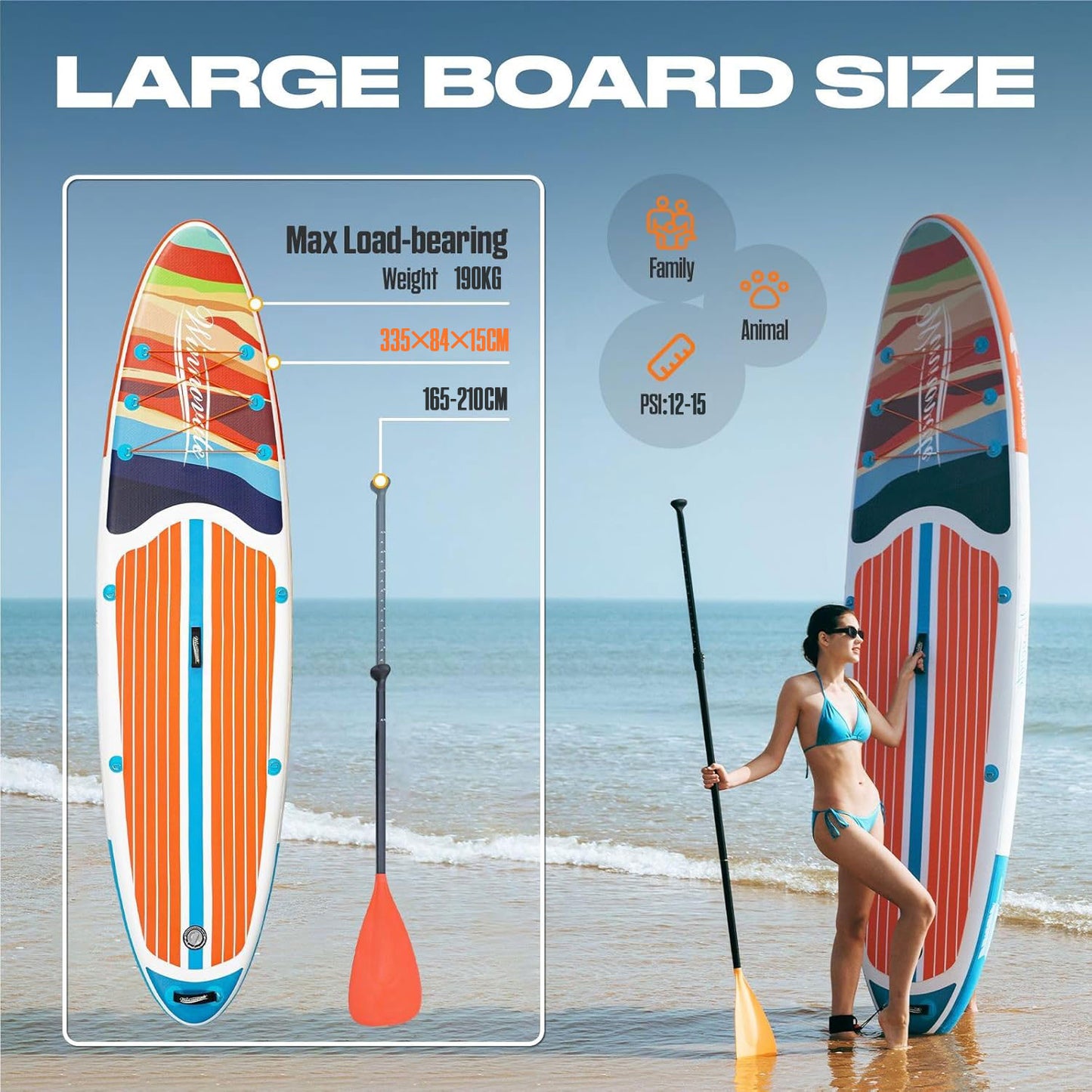 CALIFORNIA 11' Φουσκωτό SUP Board - Σετ Paddle Board με Αξεσουάρ