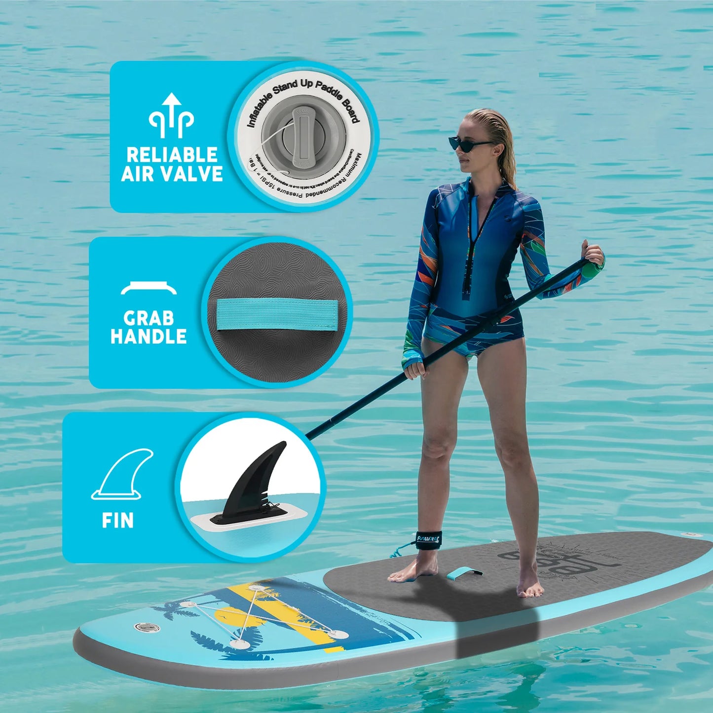 FunWater PALM 11' Φουσκωτό SUP Board – Σετ Paddle Board με Αξεσουάρ