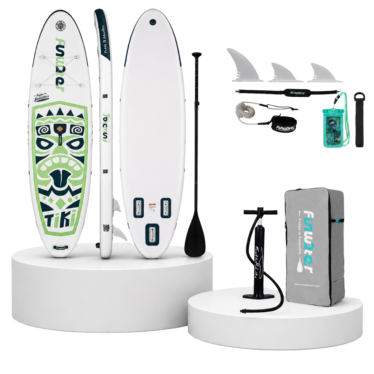 FunWater TIKI Emerald 10'6'' Φουσκωτό SUP Board – Σετ Paddle Board με Αξεσουάρ