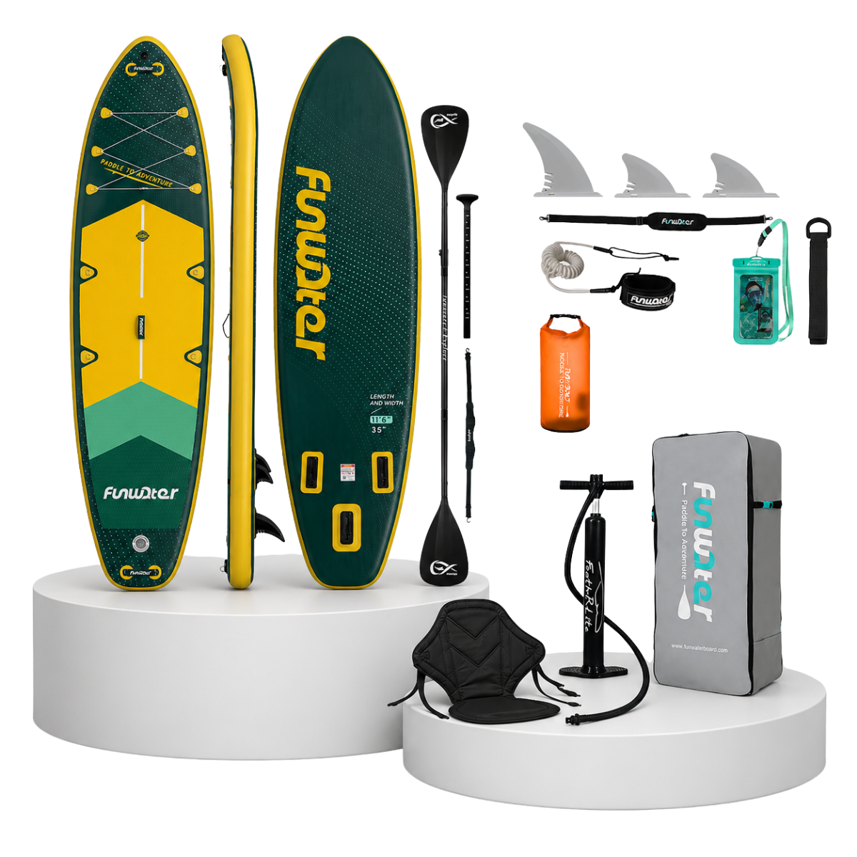 FunWater ADVENTURE PRO Green 11'6'' Φουσκωτό SUP Kayak